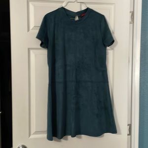 Teal, suede-like dress
